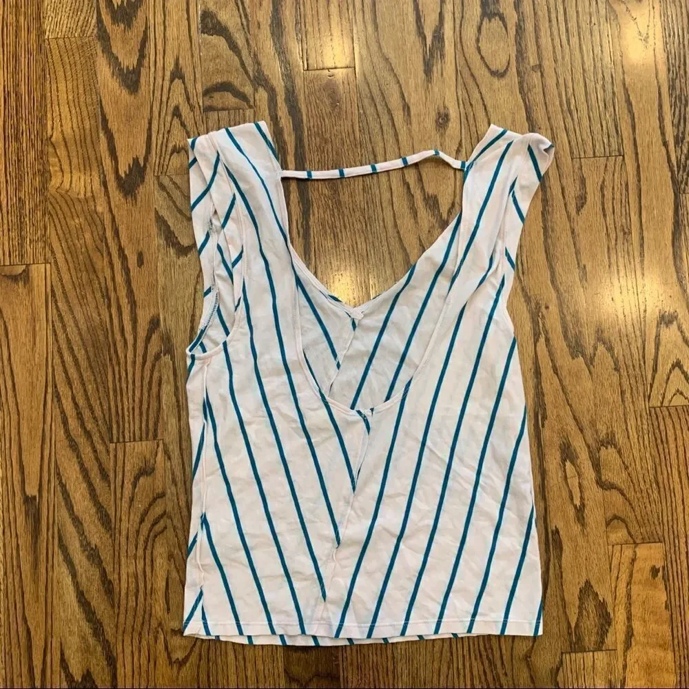 New FREE PEOPLE Backless Stripe Tank Top Pink M